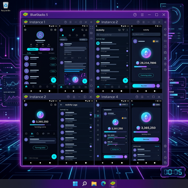 bluestacks emulator running top follow multiple instances on pc
