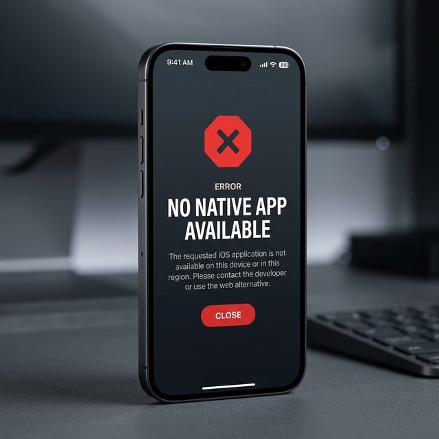 critical security warning no native ios app available for top follow